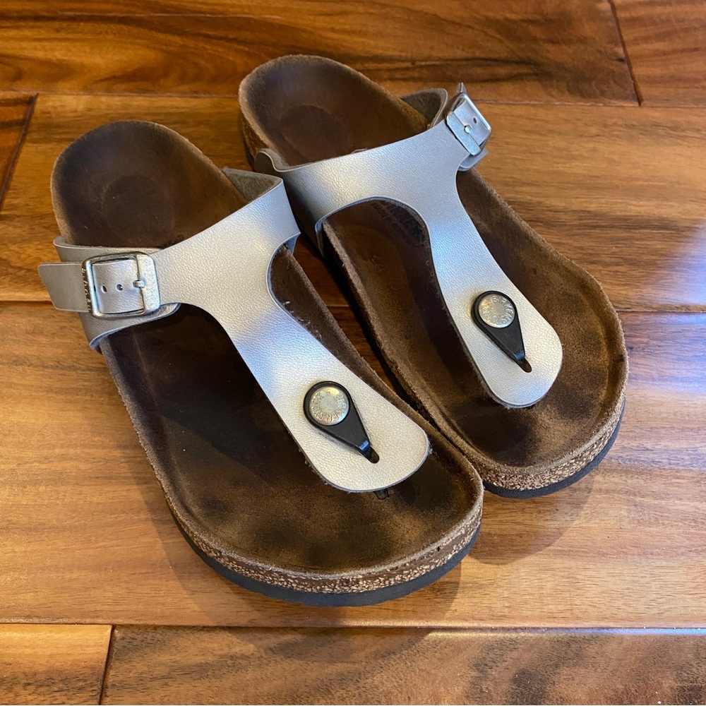 Birkenstock Kids Silver and Brown Sandals